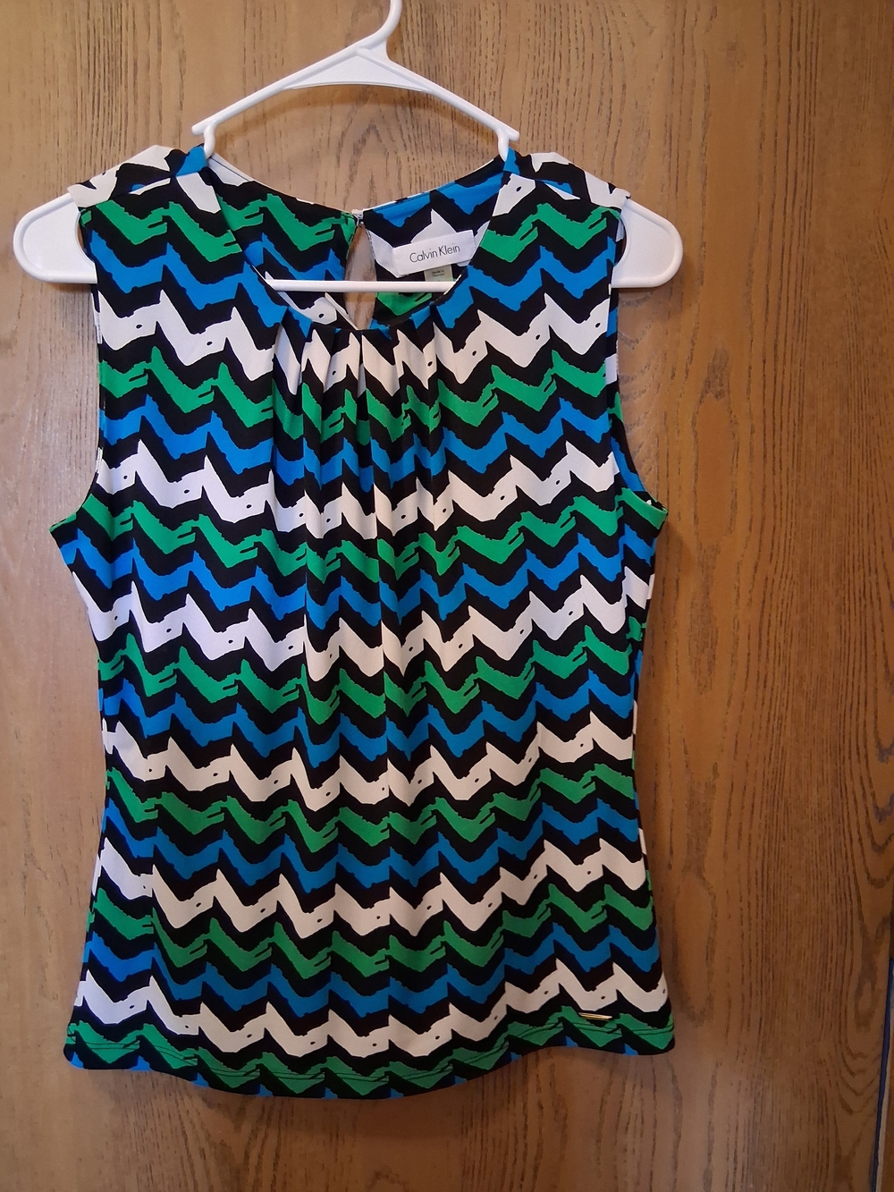 Calvin Klein Zigzag Chevron Sleeveless Camisole in Blue, Green, Black, White